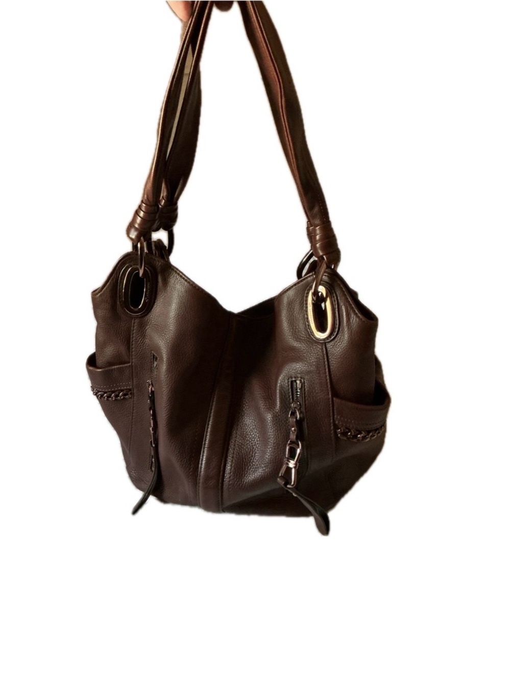 B. Makowsky Alice Shopper Dark Brown Leather-Style Shoulder Bag